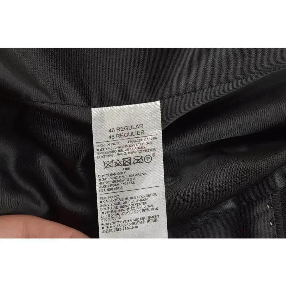 Banana Republic Tailored Fit Black Two Button Suit Jacket Blazer Men's 46 Regula